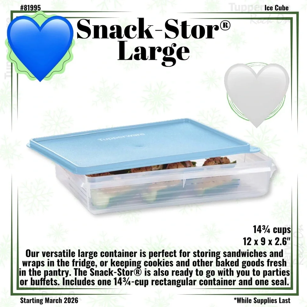 Tupperware Snack-Stor Large Container in Ice Cube color